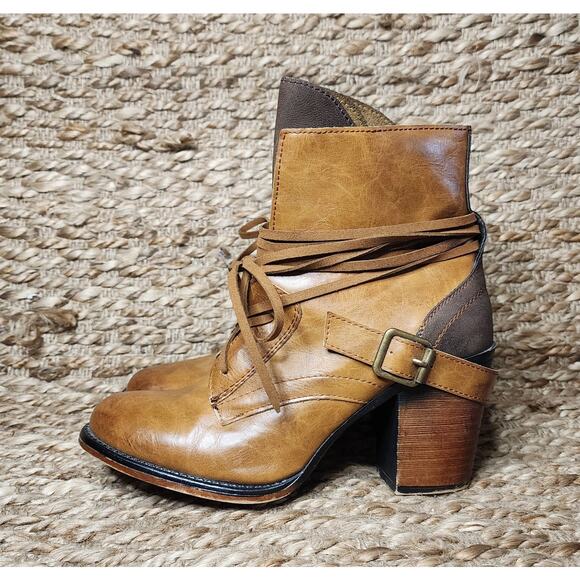 Jelly Pop Brown Fashion Ankle Boots Bootiie Straps Size 8.5 M Steampunk Look - Picture 1 of 11